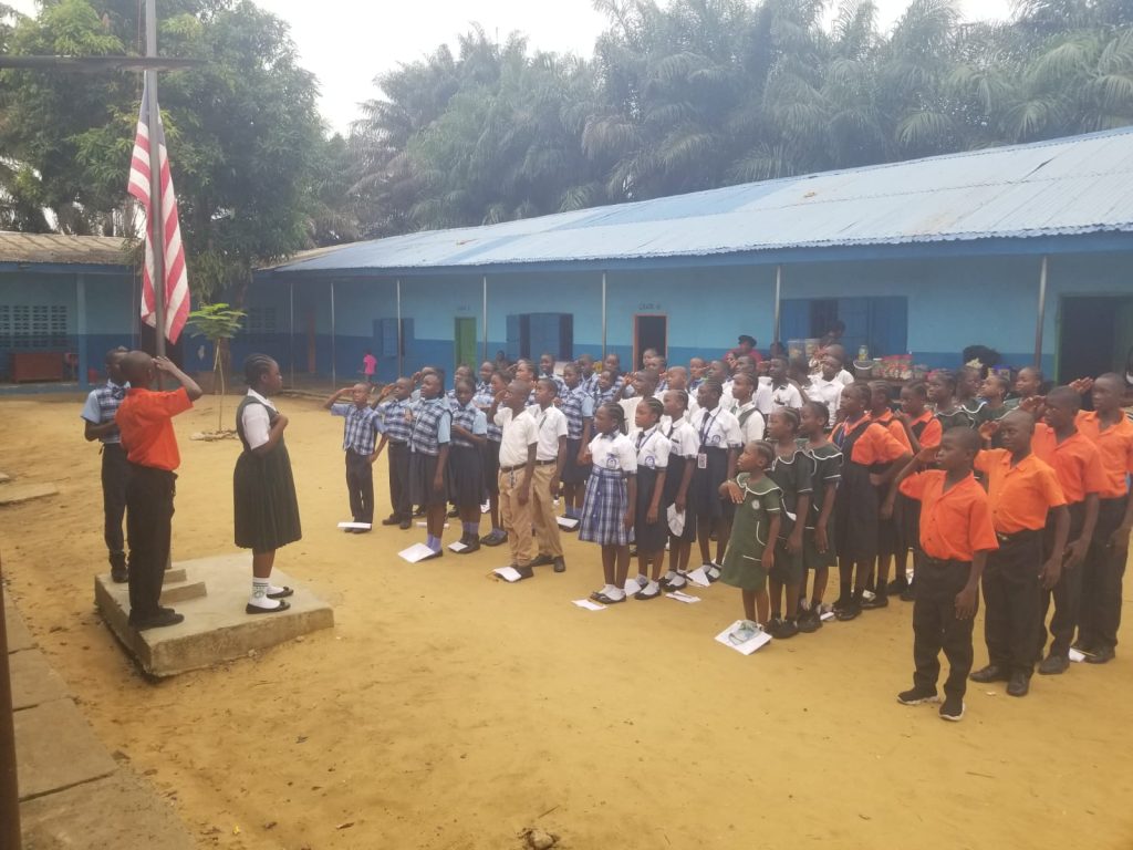 Students from various schools start the day at Damiefa School